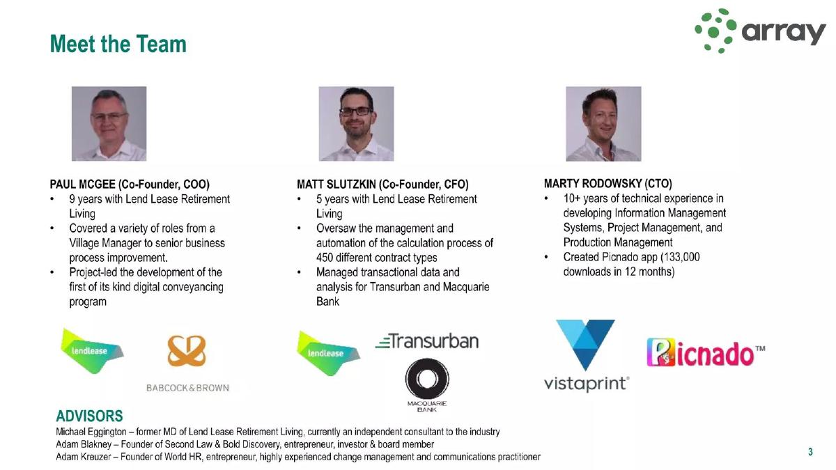 Array pitch deck slide 3 of 11