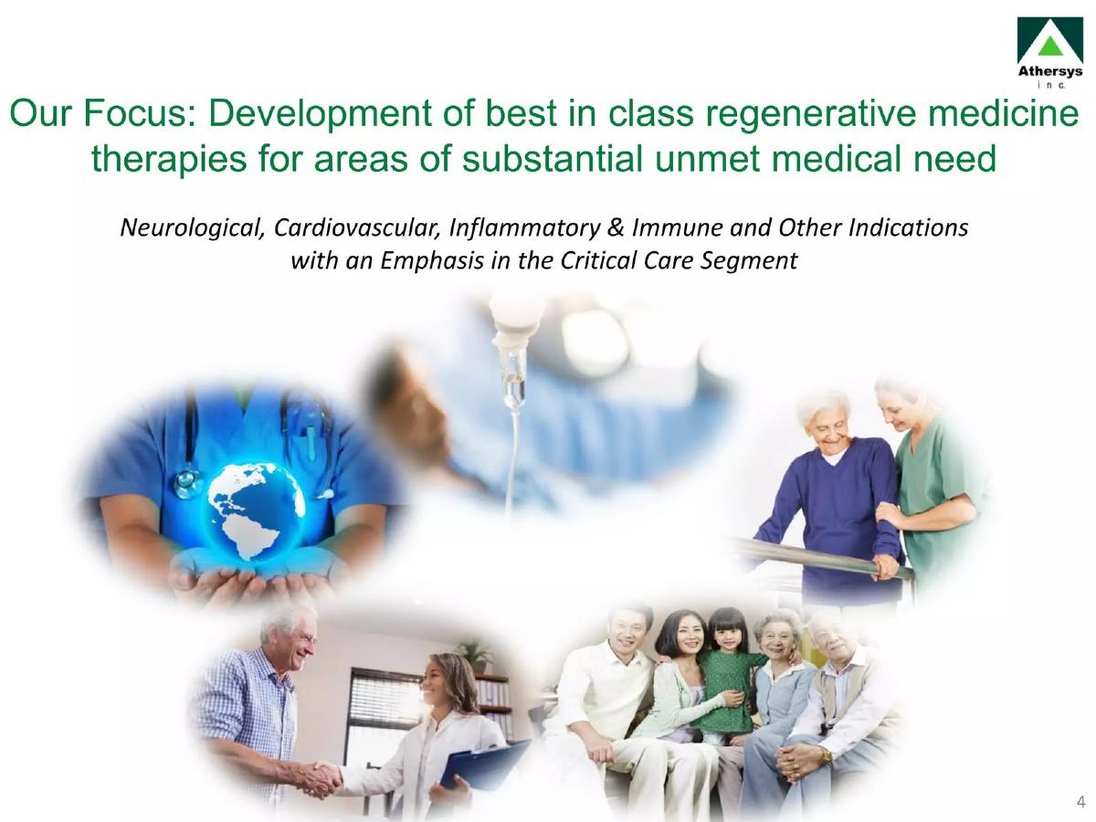 Athersys, Inc. pitch deck slide 4 of 32