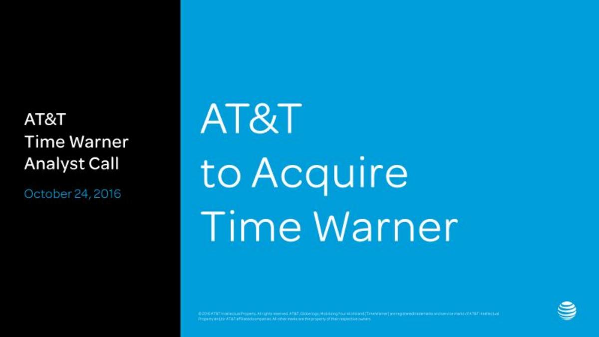 AT&T × Time Warner pitch deck slide 1 of 13