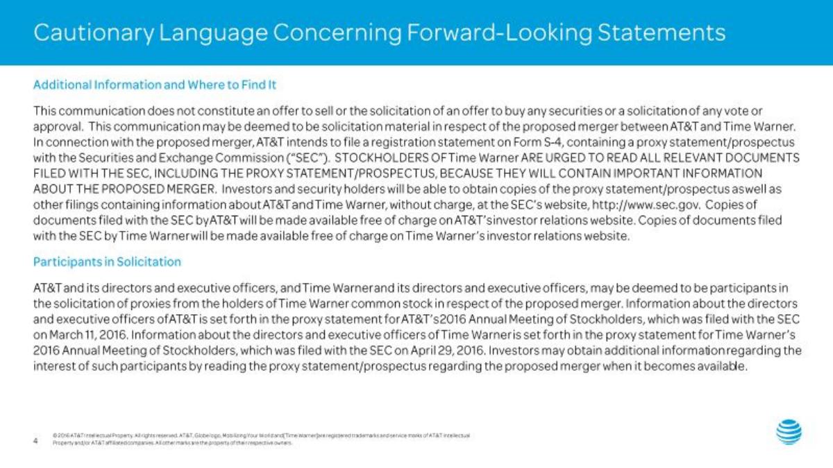 AT&T × Time Warner pitch deck slide 4 of 13