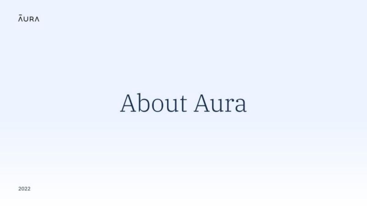Aura pitch deck slide 1 of 19