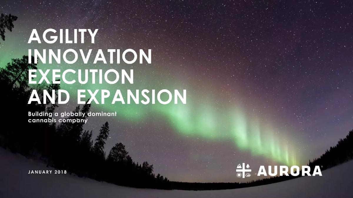 Aurora Cannabis Inc. pitch deck slide 1 of 40