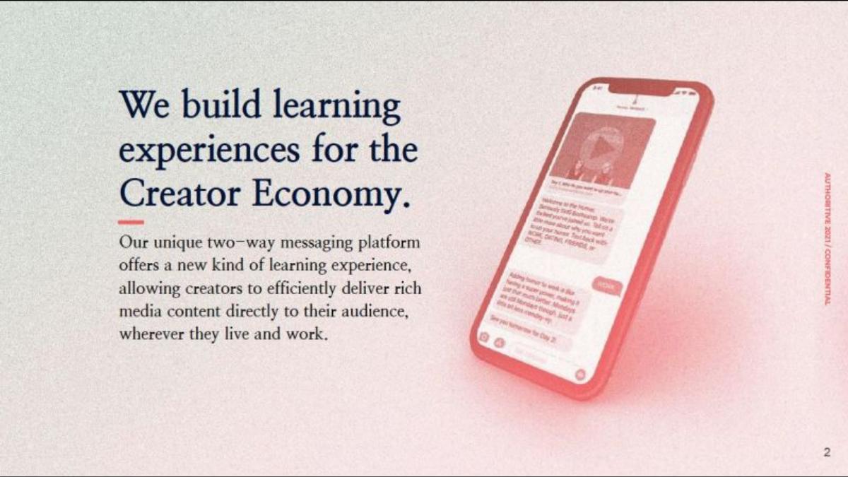 Authoritive pitch deck slide 2 of 11