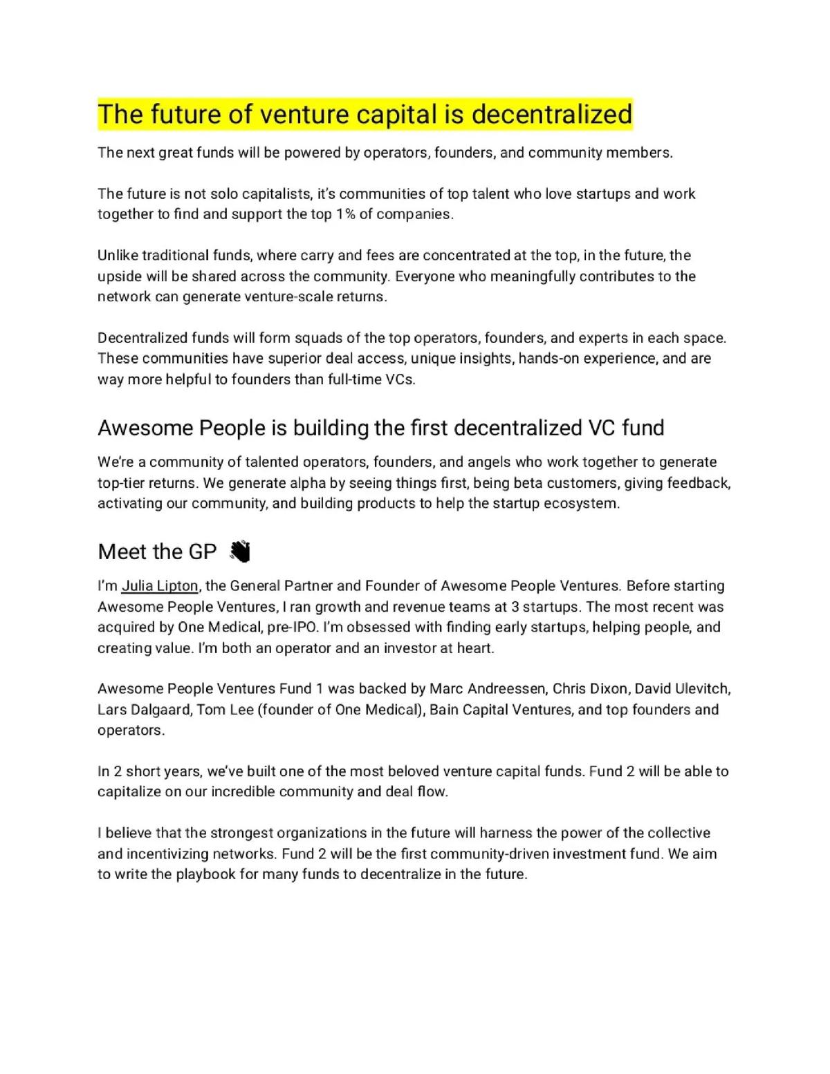 Awesome People pitch deck slide 2 of 16