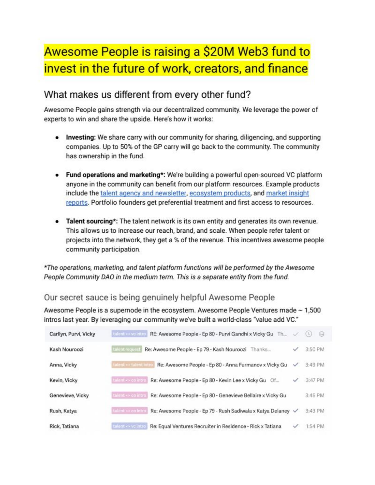 Awesome People Ventures Fund 2 pitch deck slide 3 of 8