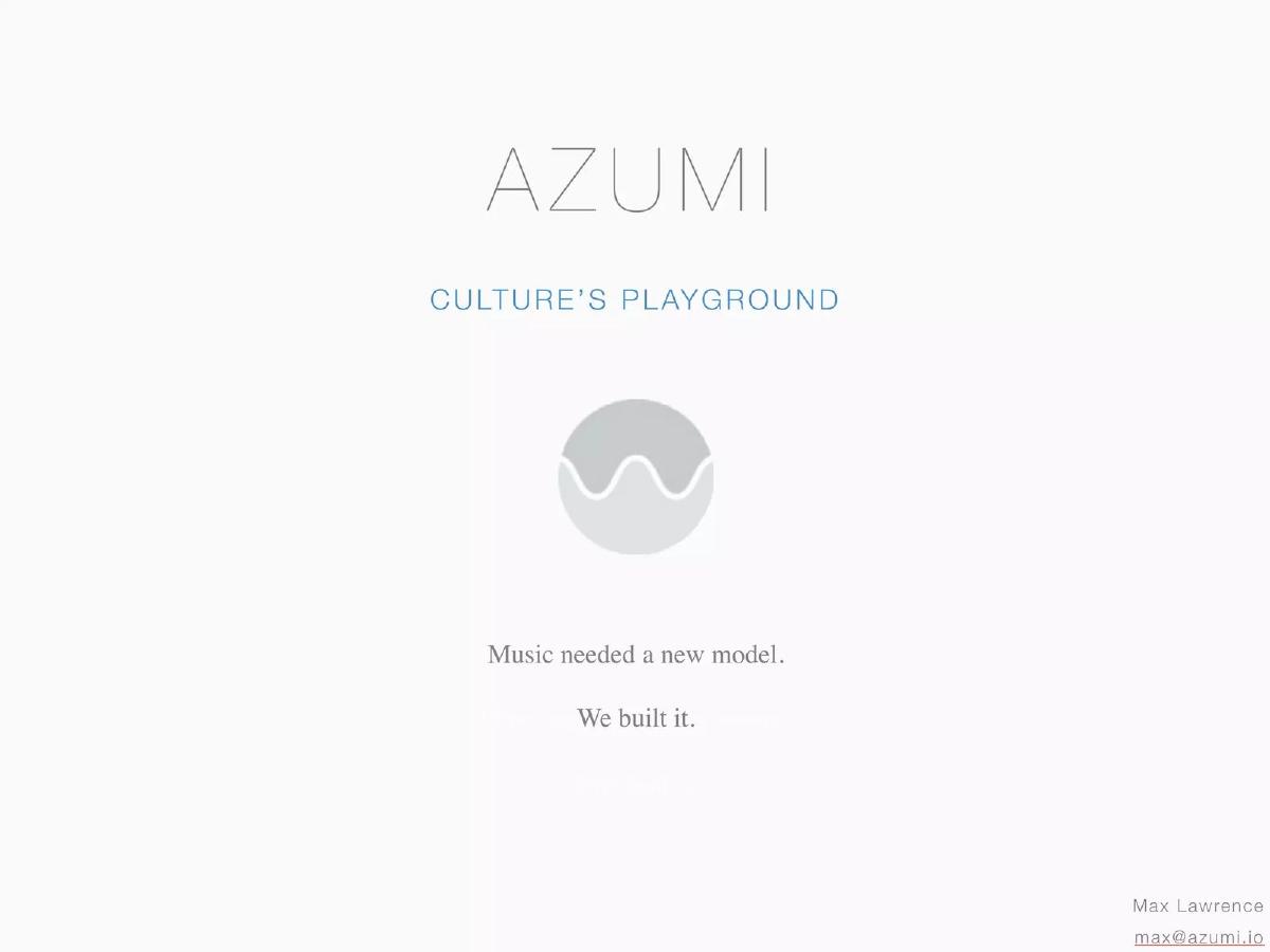 Azumi pitch deck slide 1 of 28