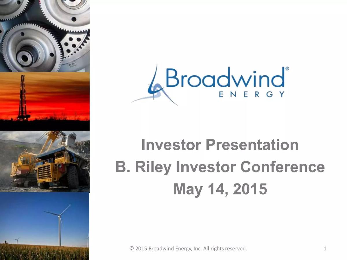 Broadwind Energy pitch deck slide 1 of 16