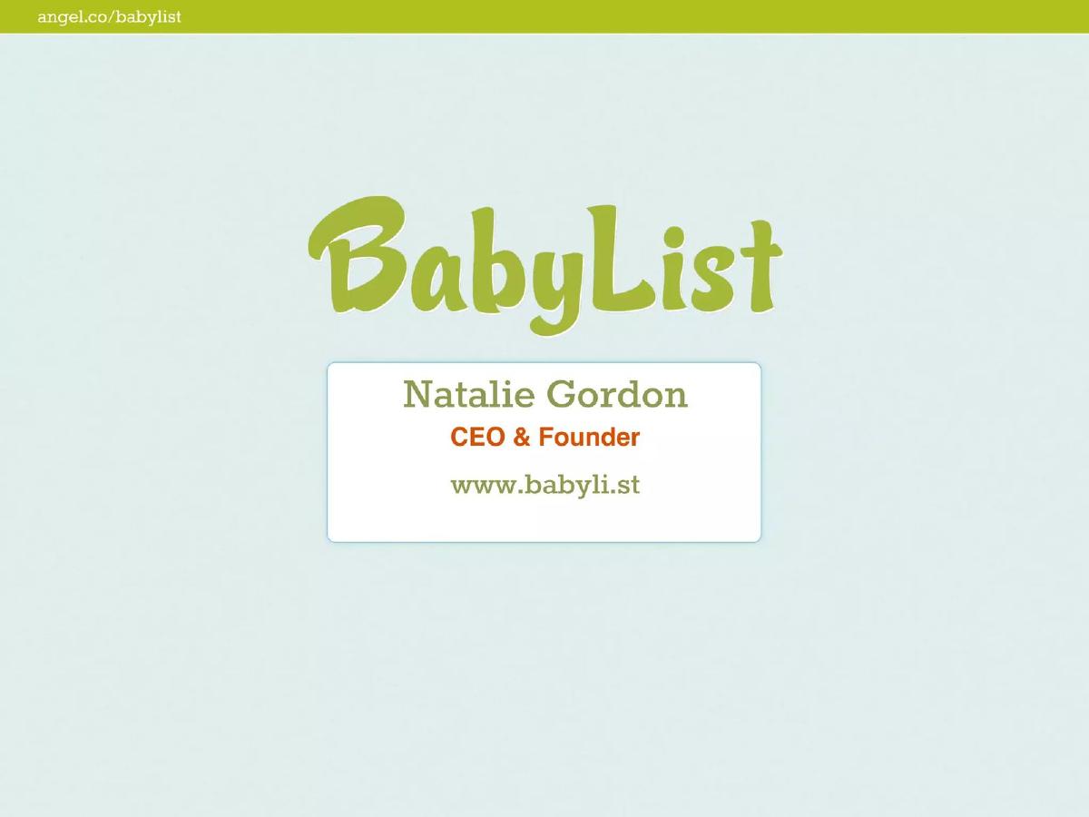 Babylist pitch deck slide 1 of 17