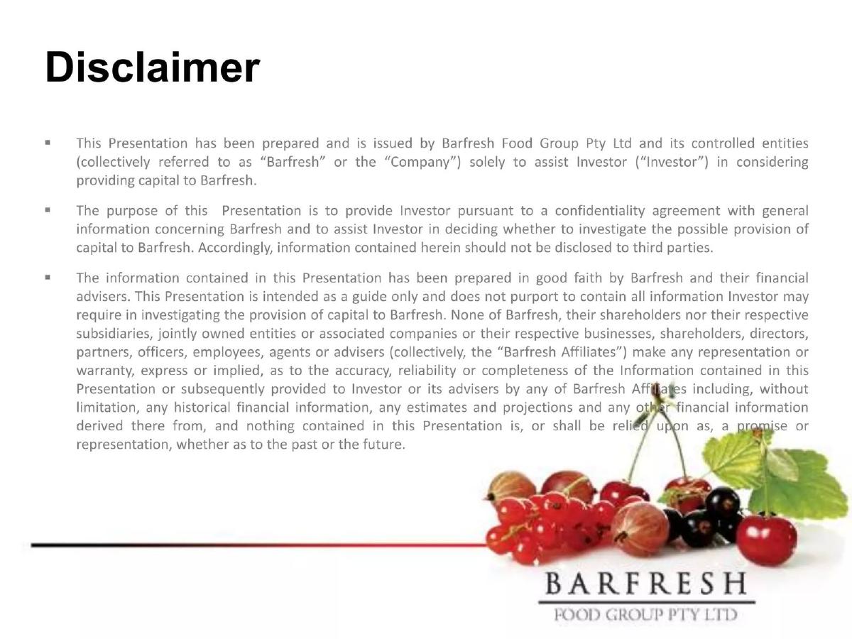 BarFresh Food Group Inc. pitch deck slide 2 of 34