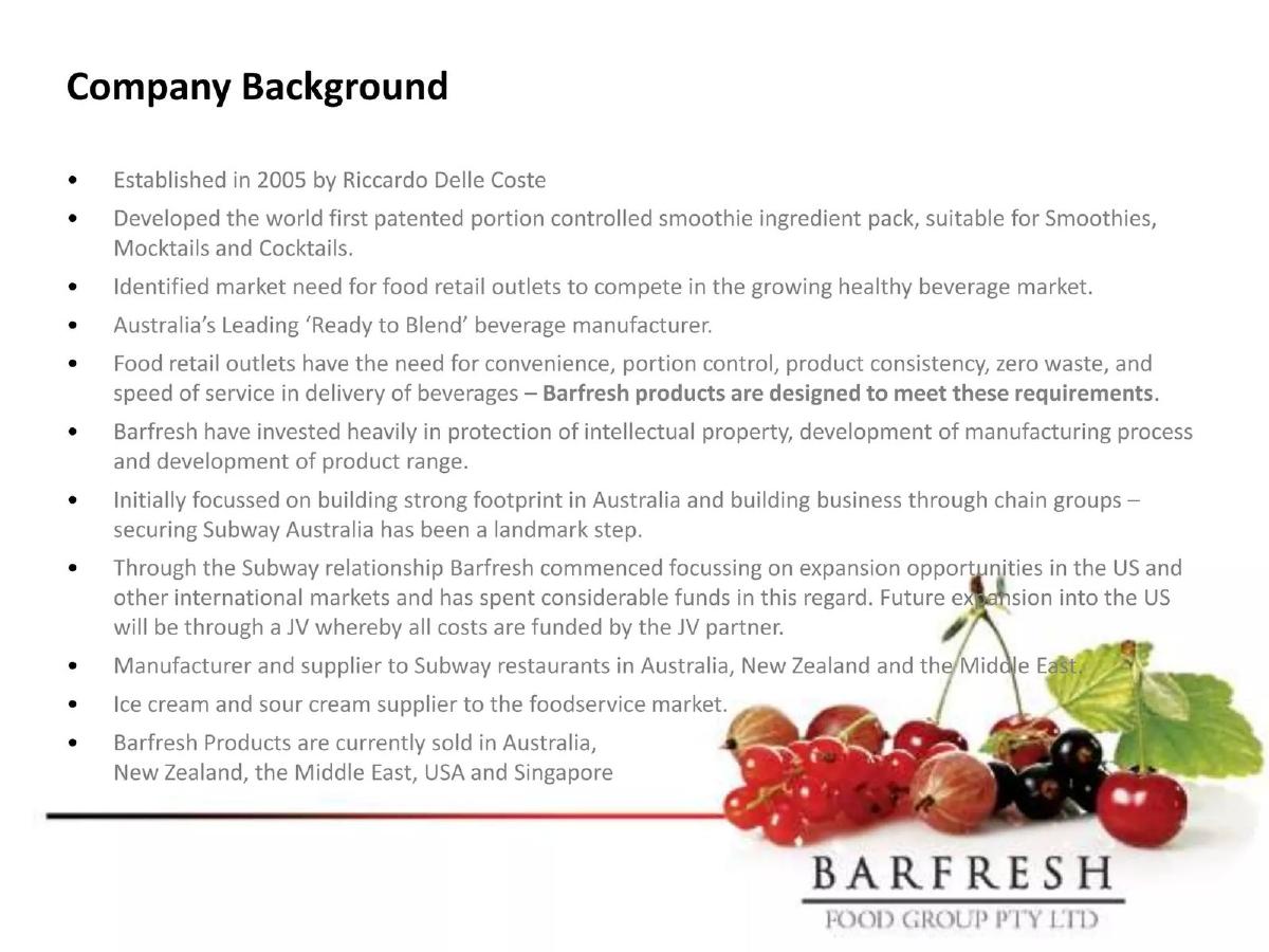 BarFresh Food Group Inc. pitch deck slide 4 of 34