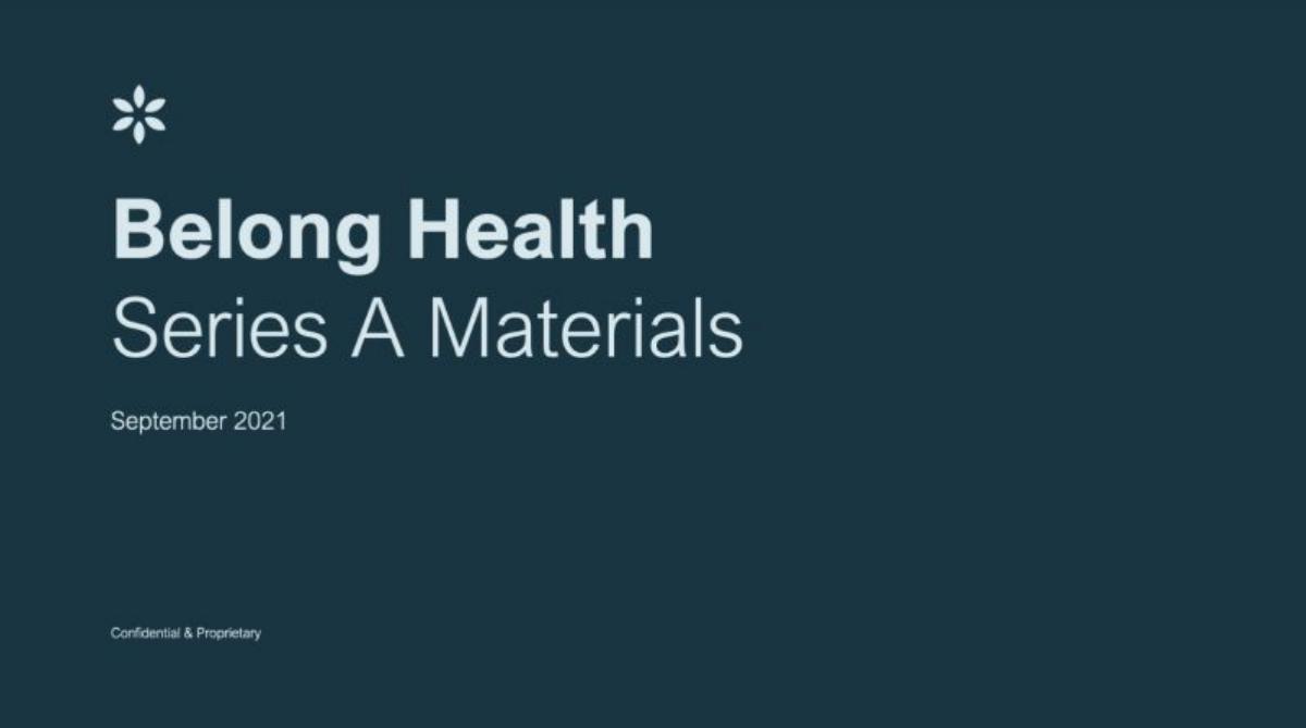 Belong Health pitch deck slide 1 of 30