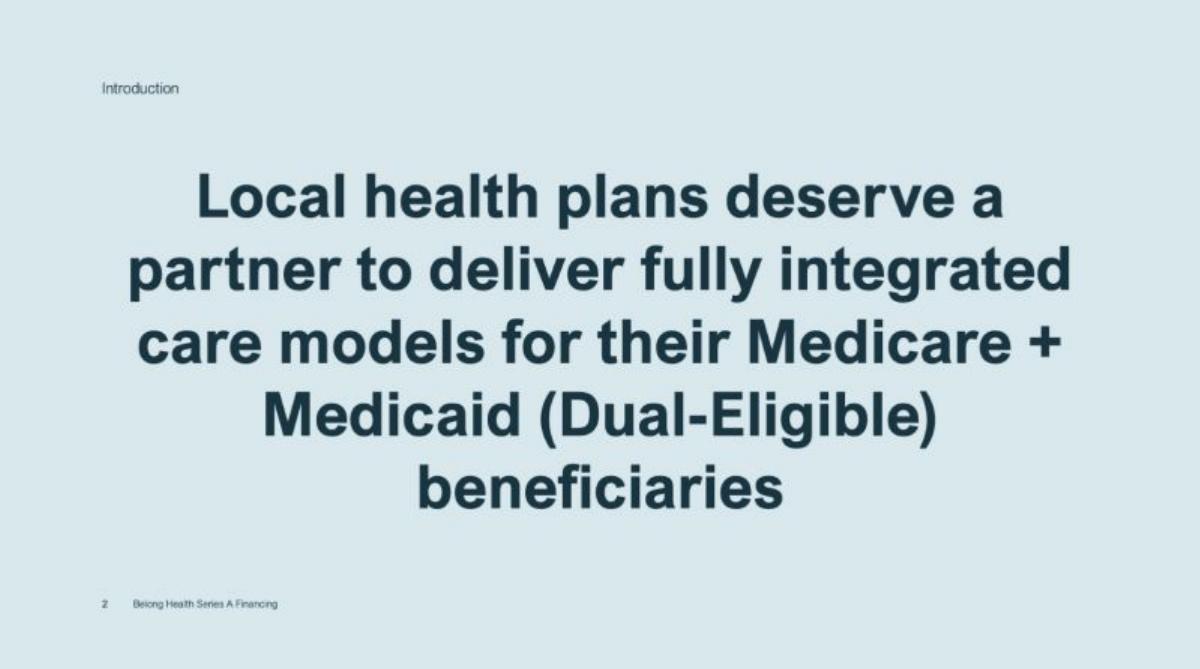 Belong Health pitch deck slide 2 of 30