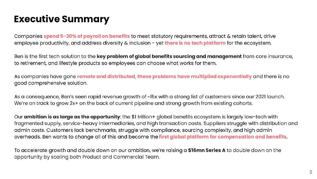 Ben pitch deck slide 2 of 13