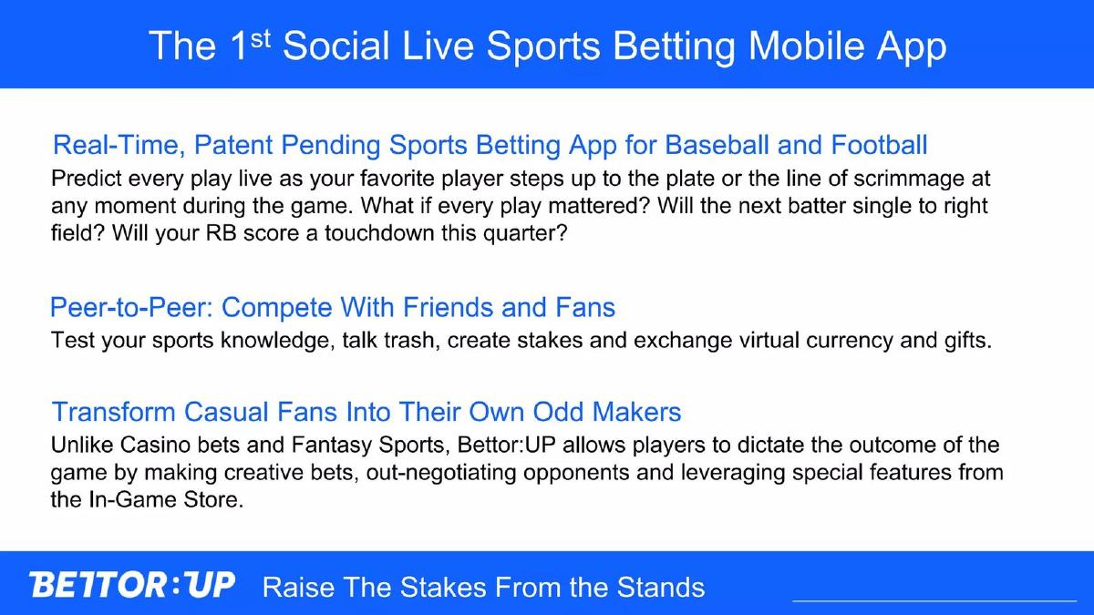 BettorUP Sports pitch deck slide 2 of 24