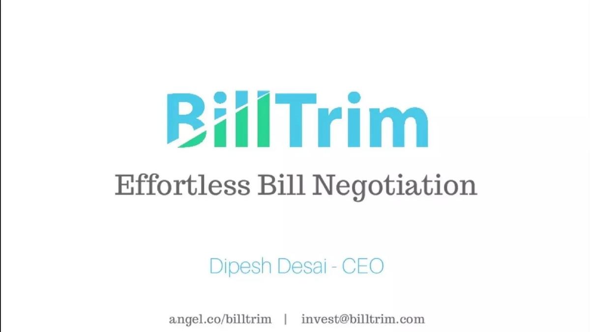 BillTrim pitch deck slide 1 of 9