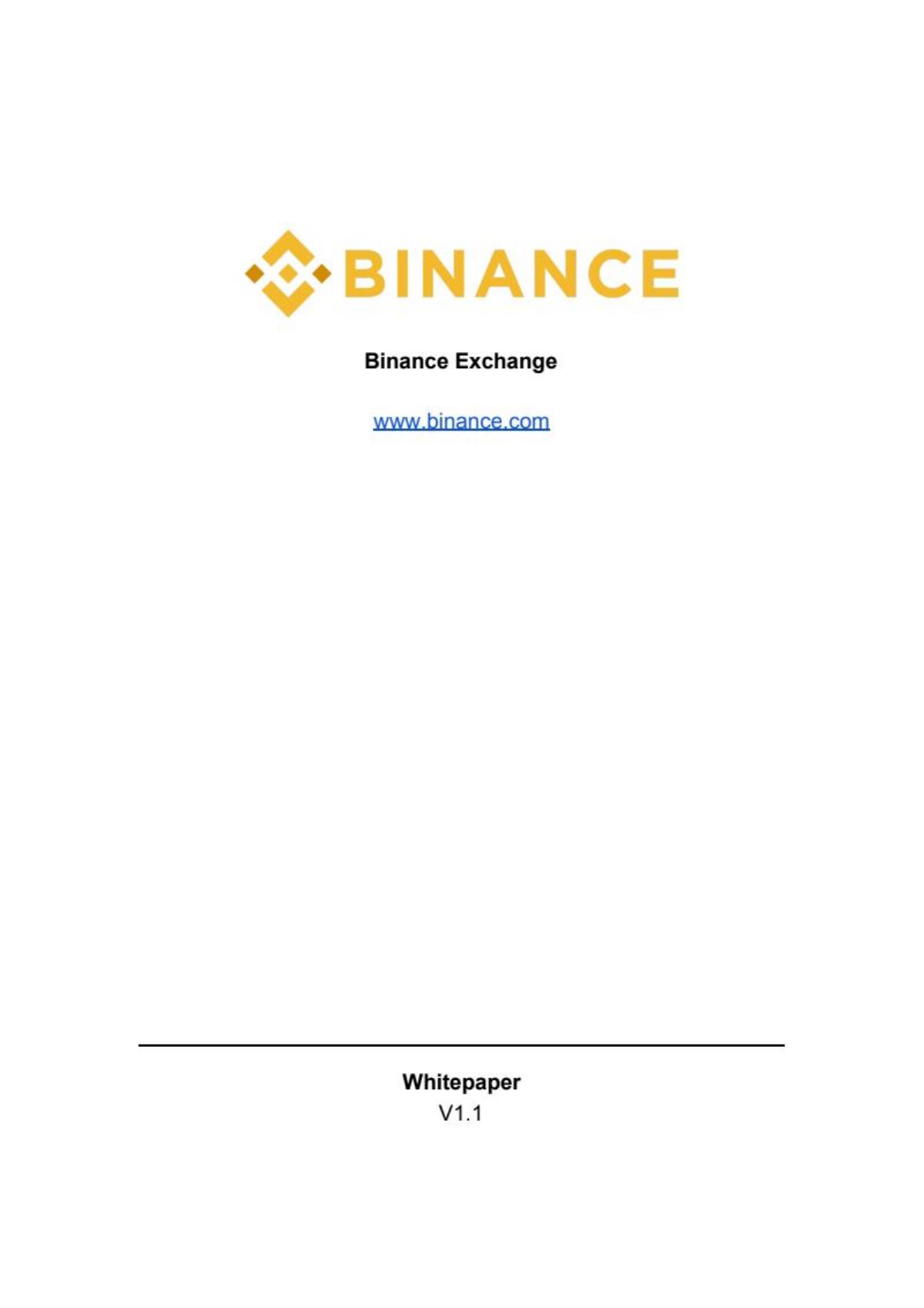 Binance pitch deck slide 1 of 17