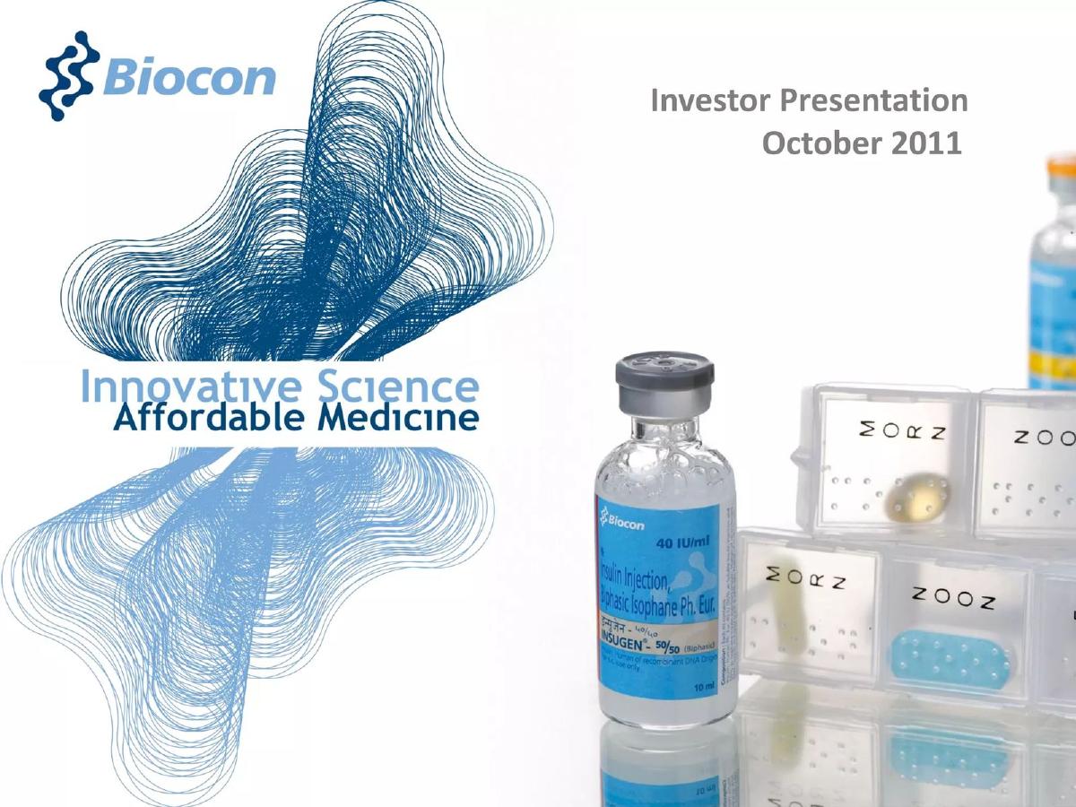 Biocon pitch deck slide 1 of 27