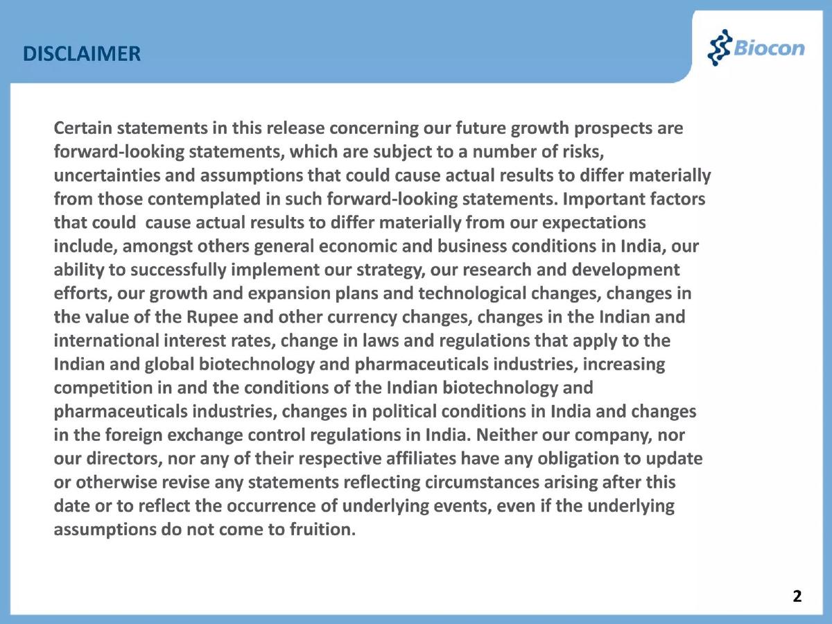 Biocon pitch deck slide 2 of 27