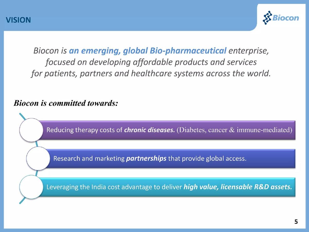 Biocon pitch deck slide 5 of 27