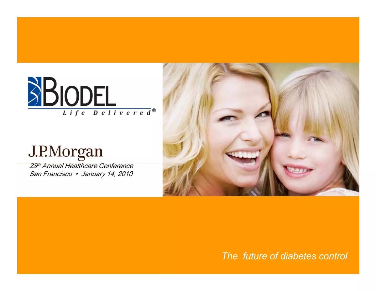 Biodel Inc. pitch deck slide 1 of 39