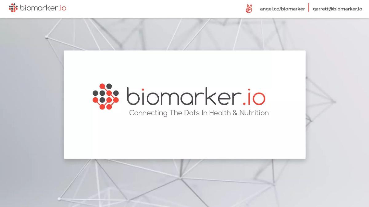 Biomarker pitch deck slide 1 of 11