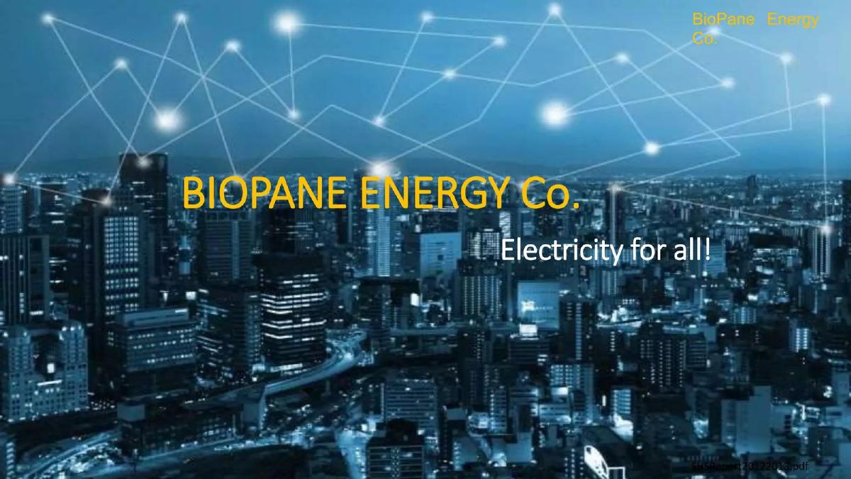 Biopane Energy Co. pitch deck slide 1 of 15