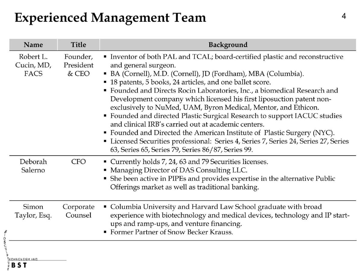 BioSculpture Technology, Inc. pitch deck slide 5 of 20