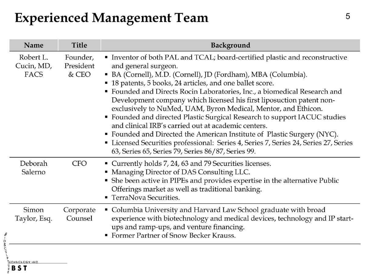 BioSculpture Technology, Inc. pitch deck slide 5 of 22