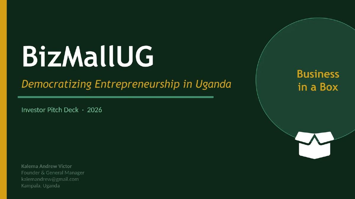 BizMallUG pitch deck slide 1 of 38