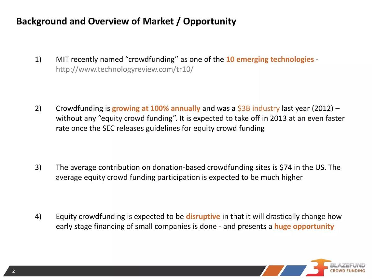 BlazeFund pitch deck slide 2 of 15