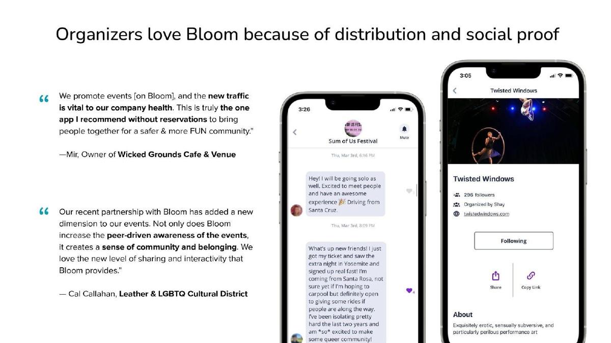 Bloom Community pitch deck slide 6 of 14