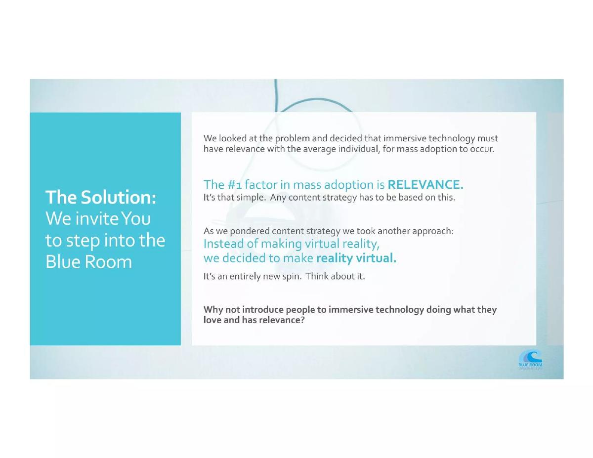 Blue Room Immersive pitch deck slide 4 of 21