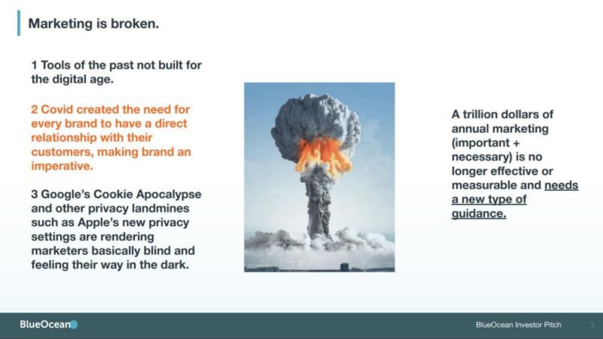 BlueOcean pitch deck slide 2 of 13