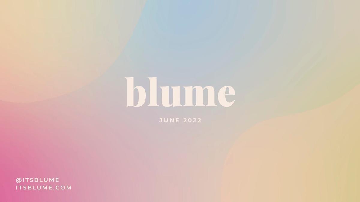 Blume pitch deck slide 1 of 13