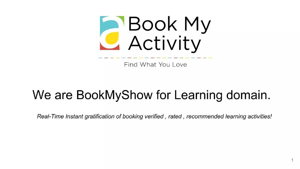 Book My Activity pitch deck slide 1 of 16