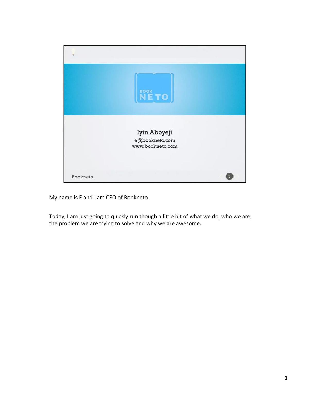 Bookneto pitch deck slide 1 of 2
