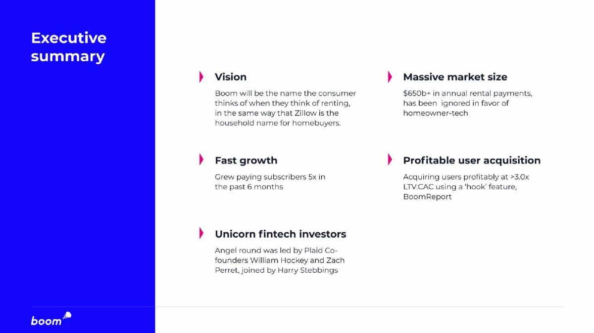 Boom pitch deck slide 2 of 14