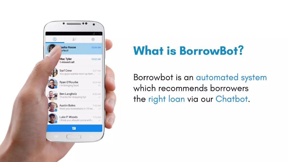 BorrowBot pitch deck slide 2 of 12