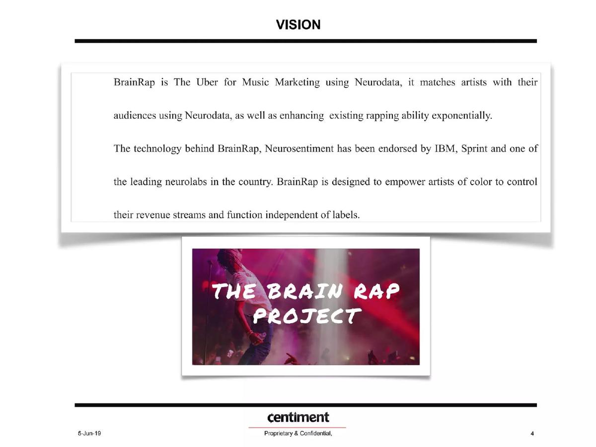 Brain Rap Artist (Centiment) pitch deck slide 4 of 19