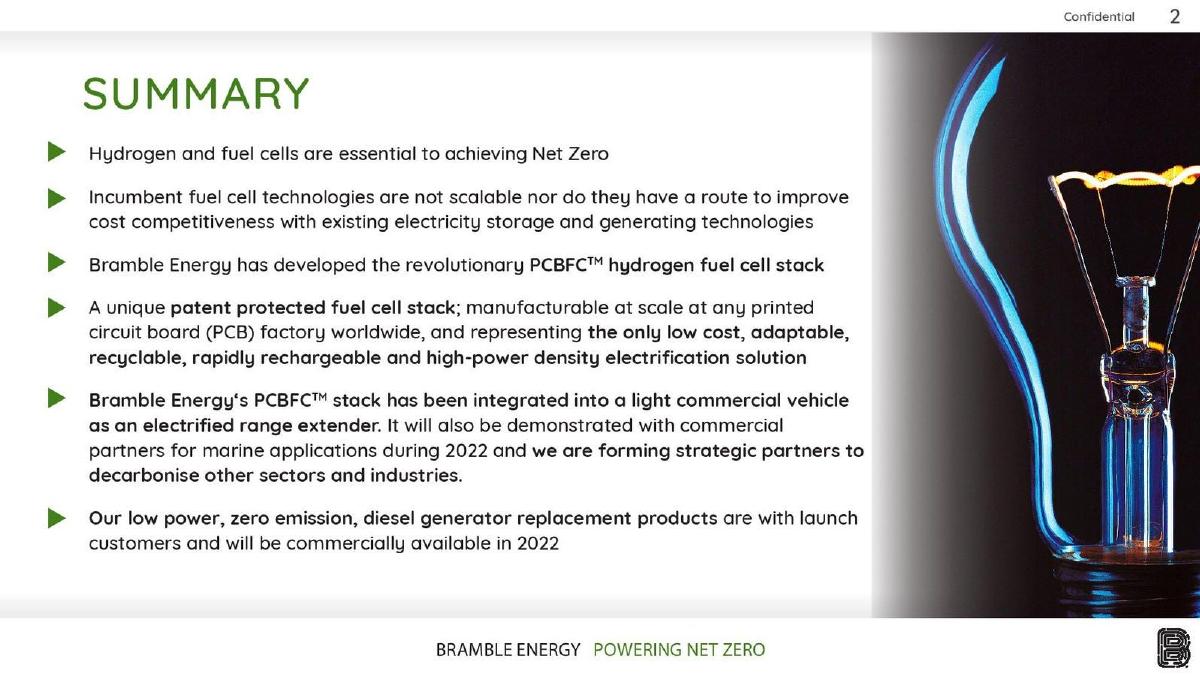Bramble Energy pitch deck slide 2 of 12