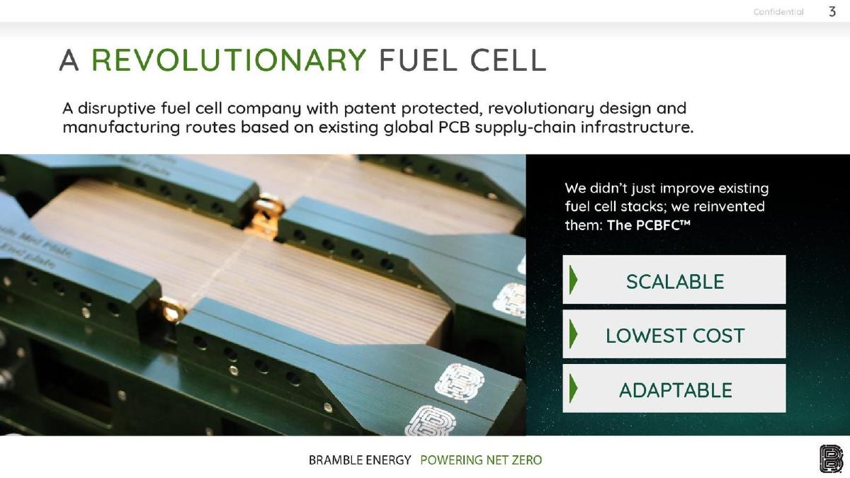 Bramble Energy pitch deck slide 3 of 12