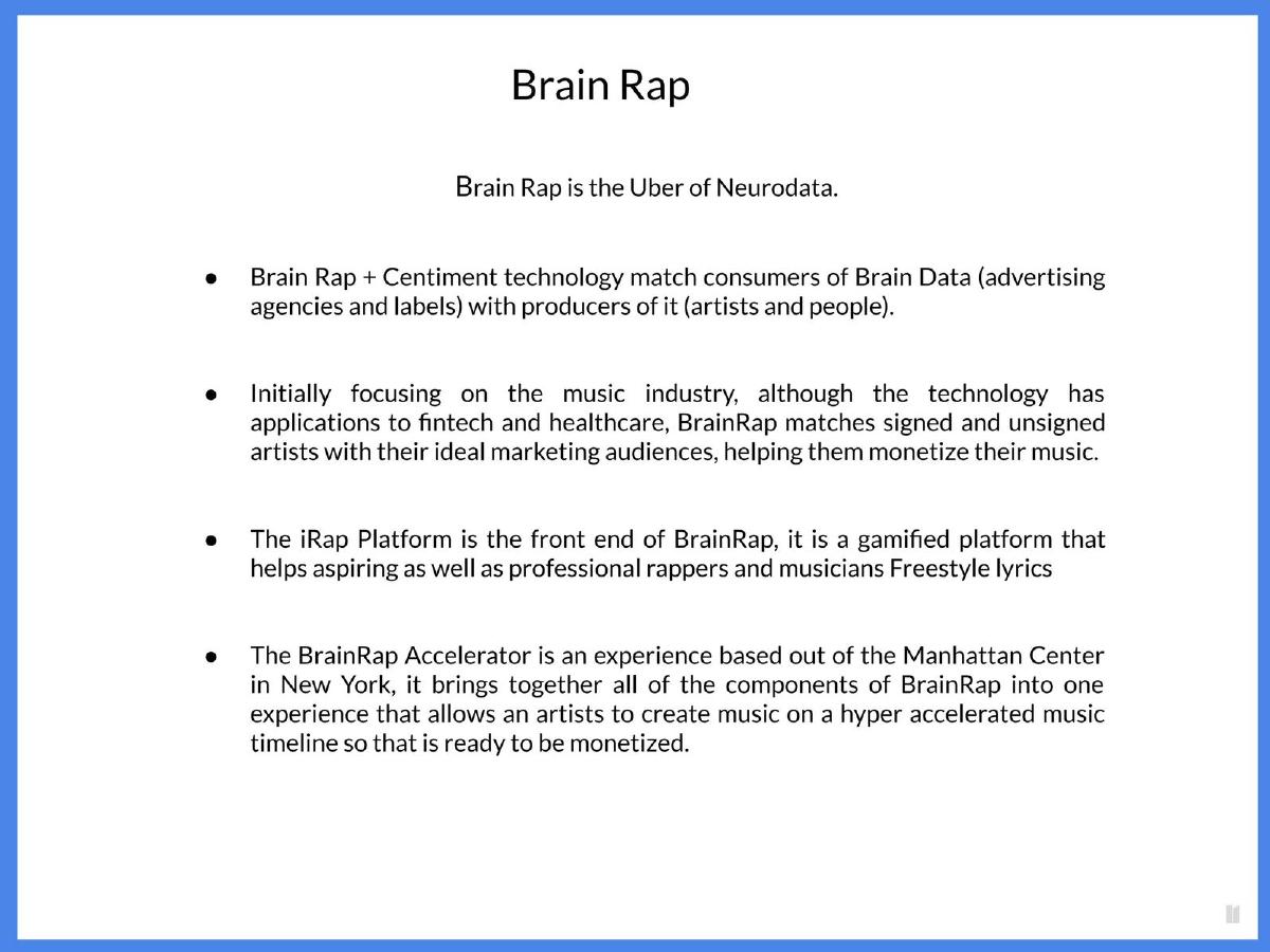 Brain Rap pitch deck slide 5 of 14
