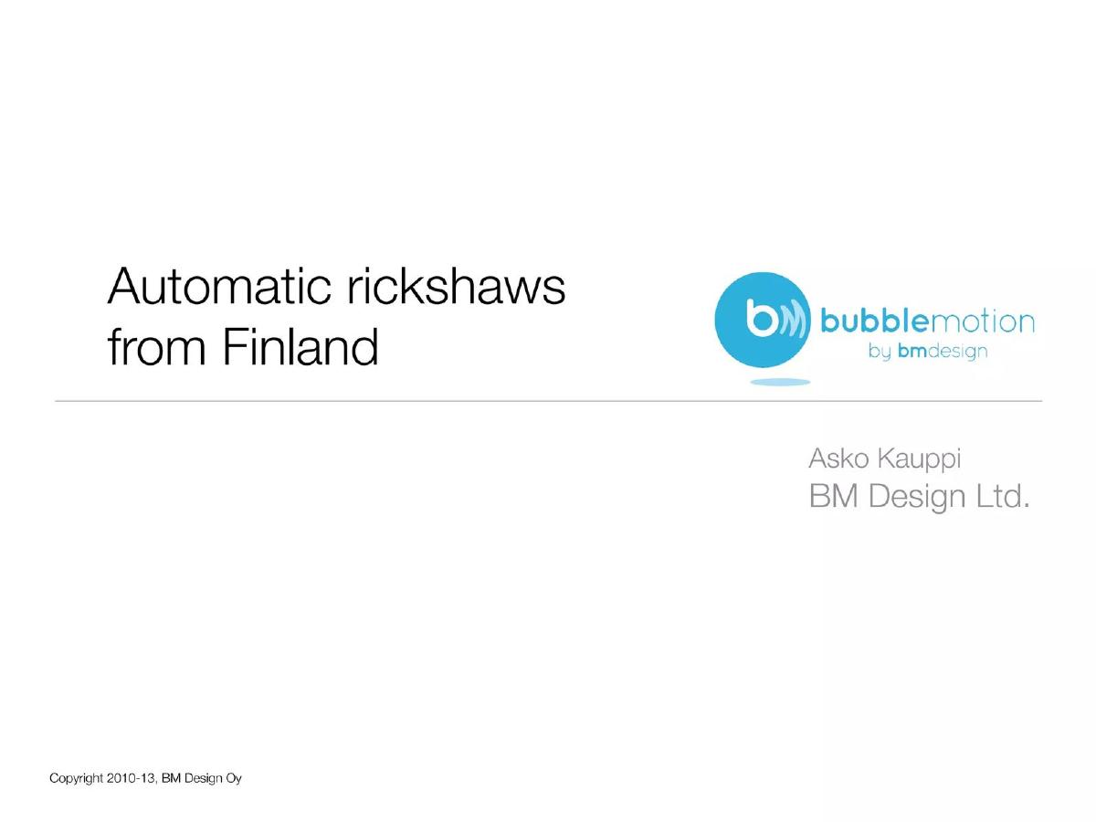 BubbleMotion (by BM Design Ltd.) pitch deck slide 1 of 15