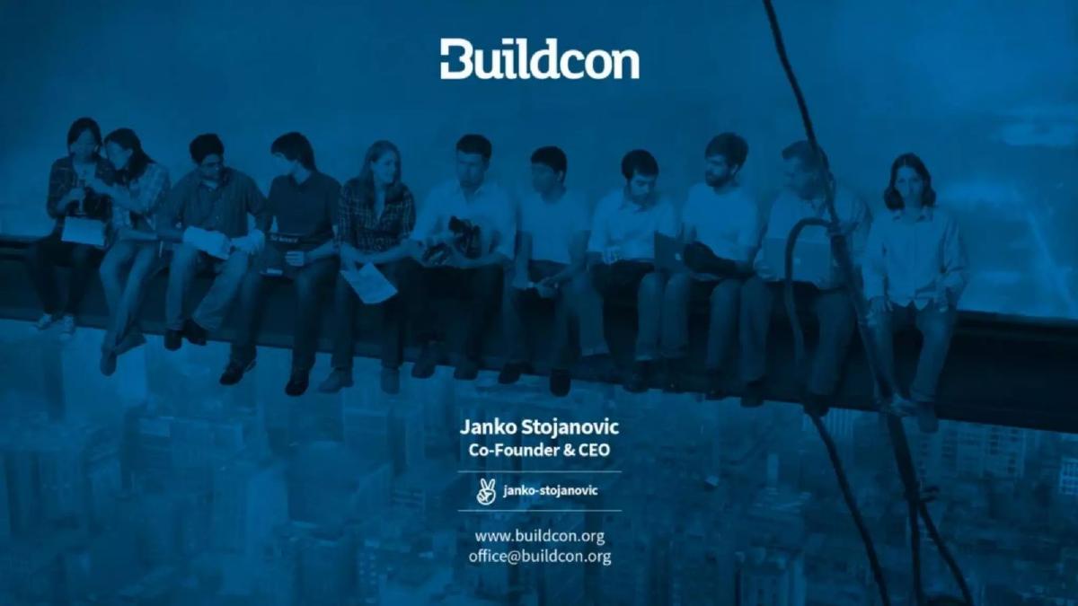 Buildcon pitch deck slide 1 of 9