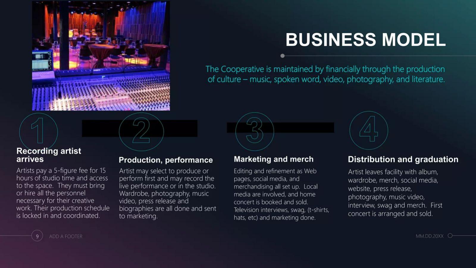Calloway Center pitch deck business-model slide 9