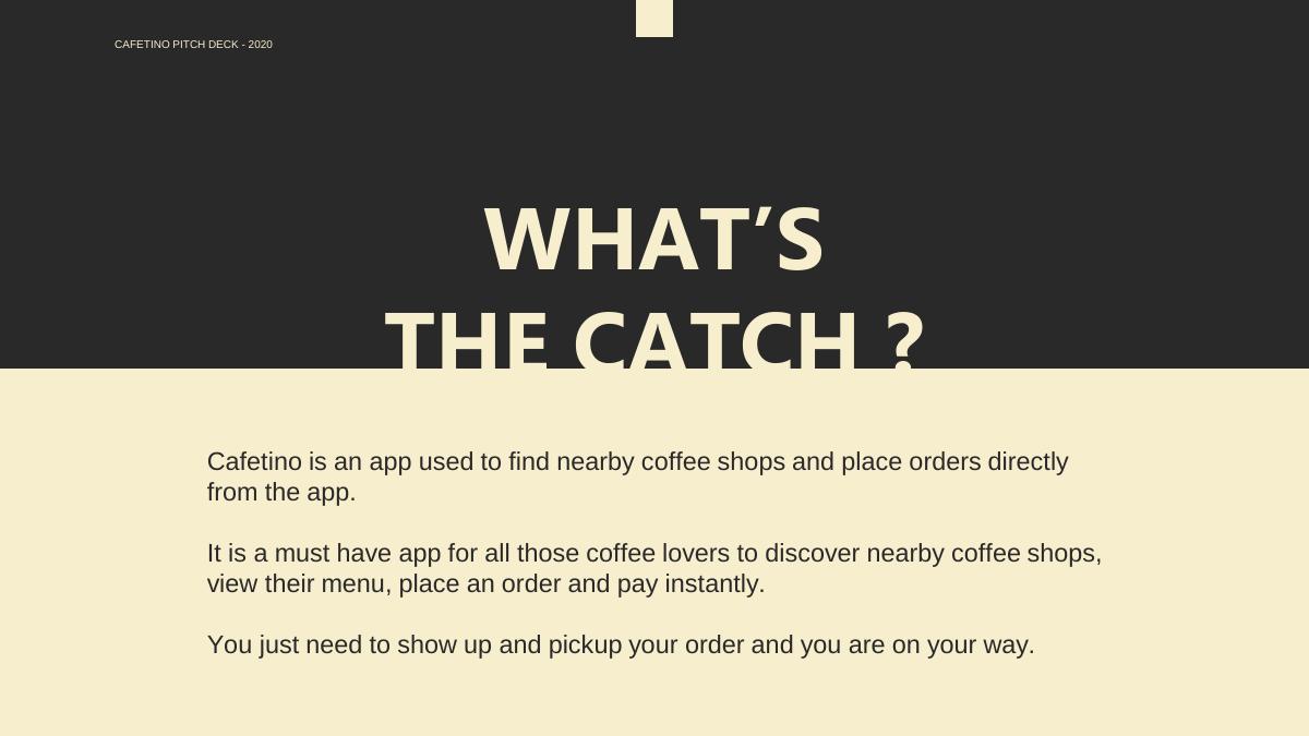 Cafetino pitch deck slide 2 of 12