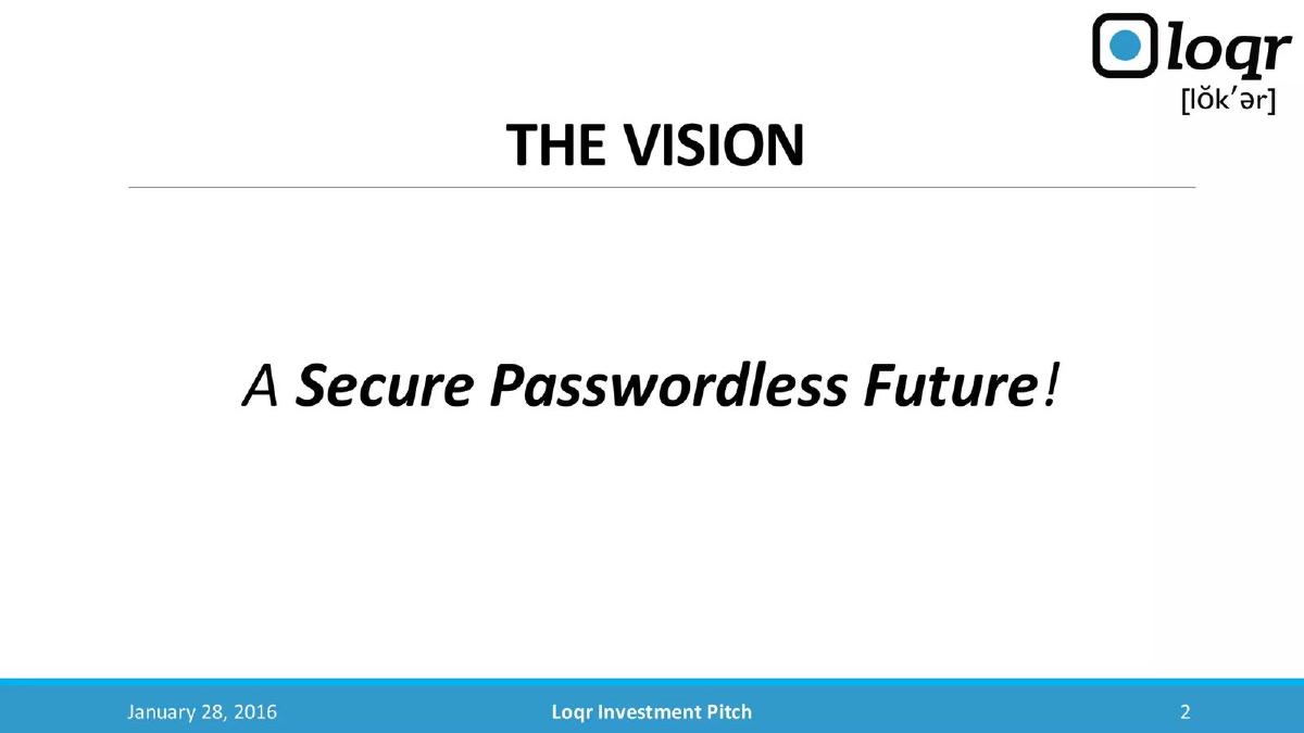 Loqr pitch deck slide 2 of 16