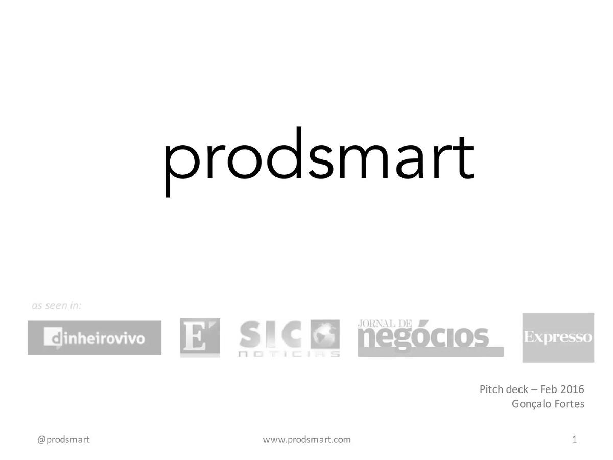 Prodsmart pitch deck slide 1 of 32