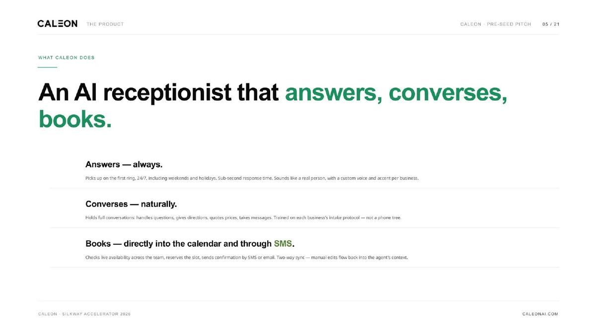 Caleon AI pitch deck slide 5 of 21