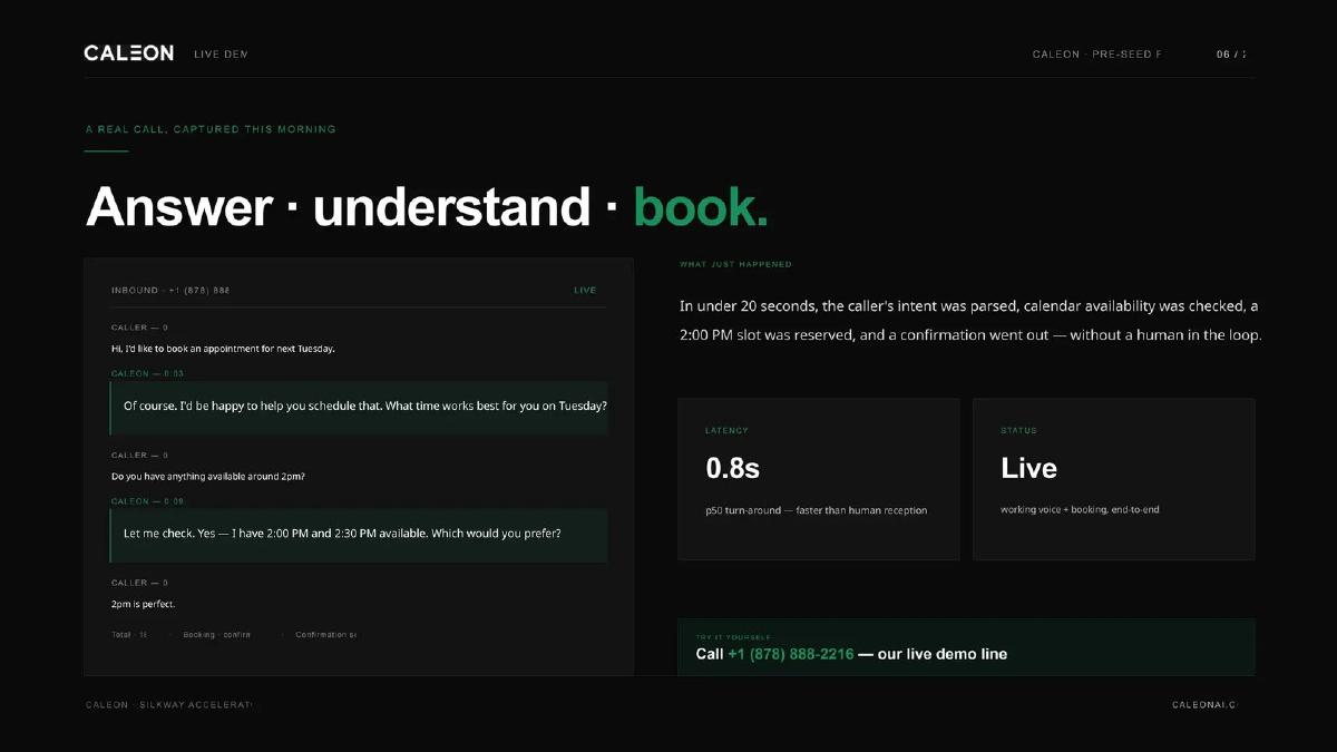 Caleon AI pitch deck slide 6 of 21